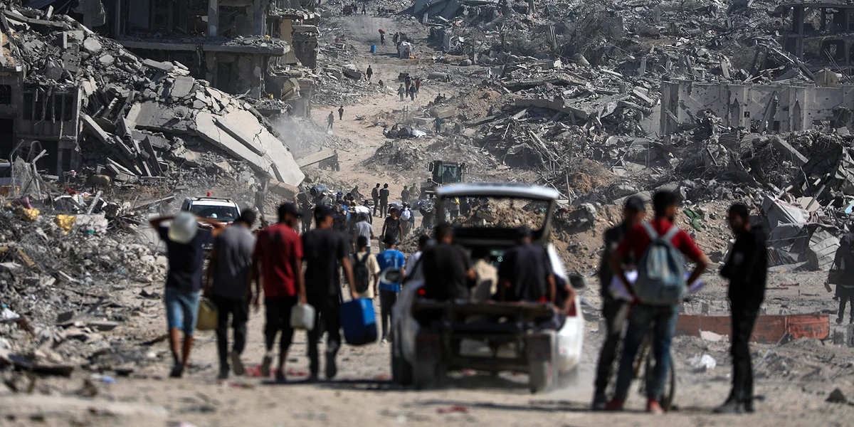 UN-Mënscherechtskommissariat: Israeelesch Attacke kéinten "ethnescher Säuberung" sinn | © EPA/MOHAMMED SABER